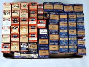 Raytheon & Tung-Sol Menge 59 gemischte Radio Vakuumröhren mit Originalkartons ~T402 - Bild 1 von 3