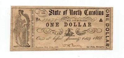 North Carolina Raleigh October 15th 1861 matures 1866 CSA civil war Bond A ^ - Image 1 of 3