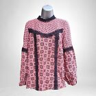 River Island Peasant Smock Gypsy Top Victorian Pattern Womens Uk Size 10