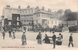 ISLE OF WIGHT COWES ROYAL MARINE HOTEL ANIMATED SCENE c 1906 - Picture 1 of 2