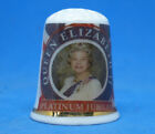 Birchcroft China Thimble -- Queen Elizabeth Platinum Jubilee with Union Jack 