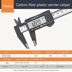 Digitaler Messschieber Messwerkzeug Messgerät Lineal 150 mm schwarz ZOLL/MM (T21C) - Bild 1 von 7