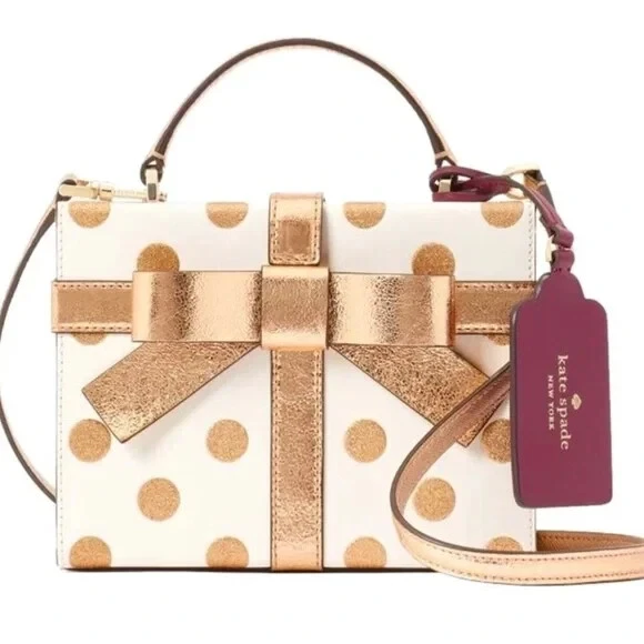 kate spade new york Wrapping Party Gift Box Crossbody Bag - Parchment Gold