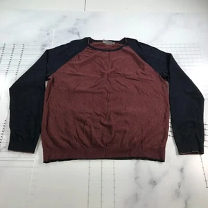 Vince Sweater Mens Extra Large Heather Red Navy Blue Cashmere Cotton Blend - Picture 1 of 13