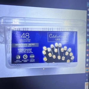 (1)Christmas String Lights LED 48 Battery Timer 11.5 Ft Warm White Indoor Outdoo - Picture 1 of 1