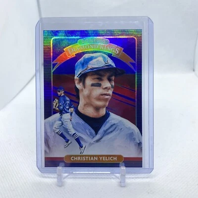 2020 Panini Donruss Diamond Kings Holo Blue Christian Yelich #5 - Image 1 of 2