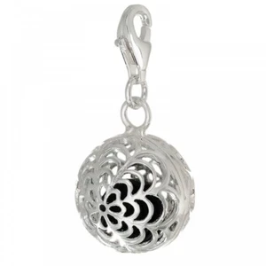 MELINA Charm Anhänger Kugel mit synt. Onyx Ball innen beweglich Silber 925 - Picture 1 of 1