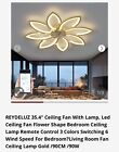 REYDELUZ 35.4" Ceiling Fan With Lamp, Led Ceiling Fan Flower Shape,