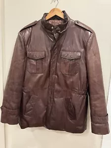 Vintage Christian Dior Monsieur Sport Brown 100%Leather Jacket Overcoat Read 42R - Picture 1 of 24