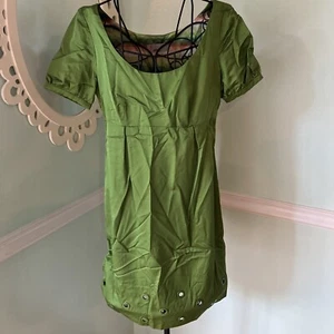 Missoni sz 6 Green Cotton Silk Grommet Short Sleeve Dress Italy - Picture 1 of 6