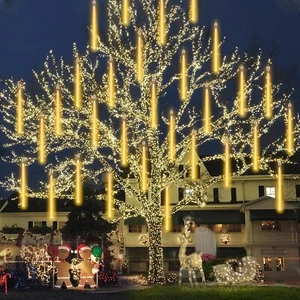 PEMOTech Meteora Luci Doccia Esterno 8 Tubi 12" 288 LED Luce Ghiaccio Natale - Foto 1 di 8