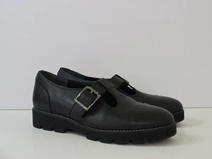 Mocassino Vionic Carmen con cinturino a T Mary Jane in pelle nero da donna taglia 9W - Foto 1 di 13