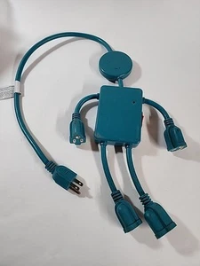 Kikkerland Hubman Teal Blue 4 A/C Port Extension Cord Large Hubman Power Breaker - Picture 1 of 5