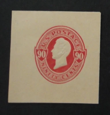 US Stamped Envelope U216 90c 1886 Cut Square Carmine on Manila Full Corner - Image 1 of 2