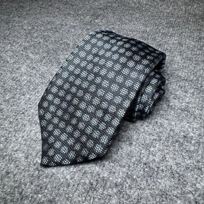 Corbata de seda tejida negra azul marino premium Ermenegildo Zegna lunares 3" Foto 1 de 4