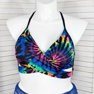 Розовый женский топ бикини Victorias Secret XL галстук краситель закручивающиеся передние вырезы T-образный ремень - Изображение 1 из 4