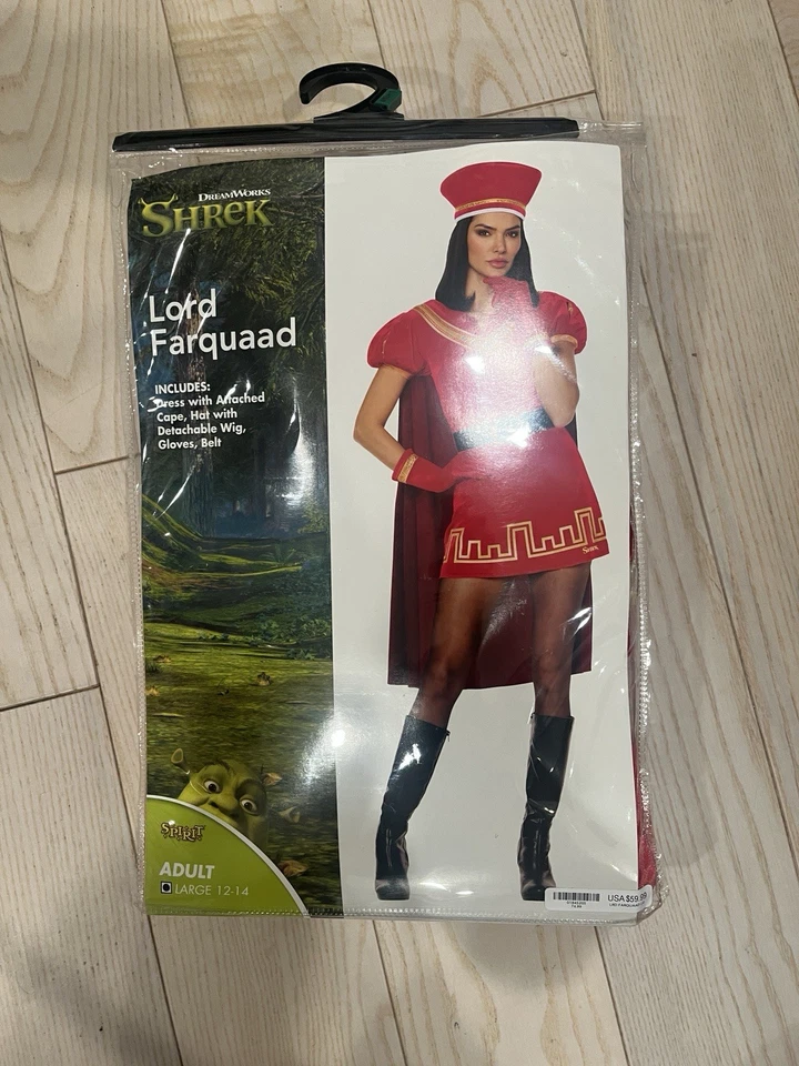 01845189 Spirit Halloween Adult Lord Farquaad Dress Costume Shrek LARGE 12-14