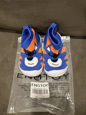 Bebé Niño Talla 3.5 Engtoy Azul y Naranja Tigre Calcetín Tenis Nuevo con Bolsa Foto 1 de 2