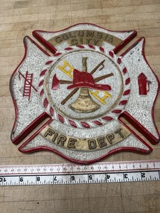 VINTAGE Columbia City IN ALUMINUM FIRE DEPARTMENT WALL PLAQUE - Picture 1 of 5