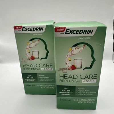 2 Excedrin Head Care Replenish Focus Strawberry Drink Check Expiration Date!!! - Image 1 of 4
