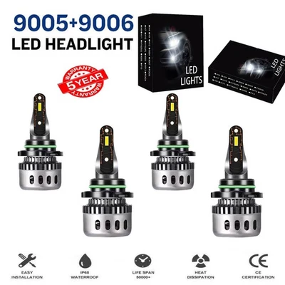 AJHGFOW 8000K LED Headlight Kit For Honda Accord LX EX Sedan 4-Door 1990-2012 - Image 1 of 4