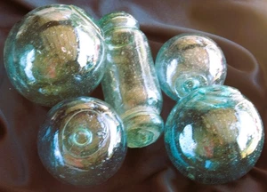 Japanese Glass Floats Lot-5++ Bubbles Mixed Sizes Ocean Fishing Antique USA BZ - Picture 1 of 10