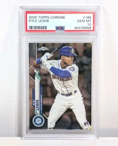 2020 Topps Chrome Kyle Lewis (White Jersey) #186 PSA 10 GEM MT Rookie RC - Picture 1 of 3