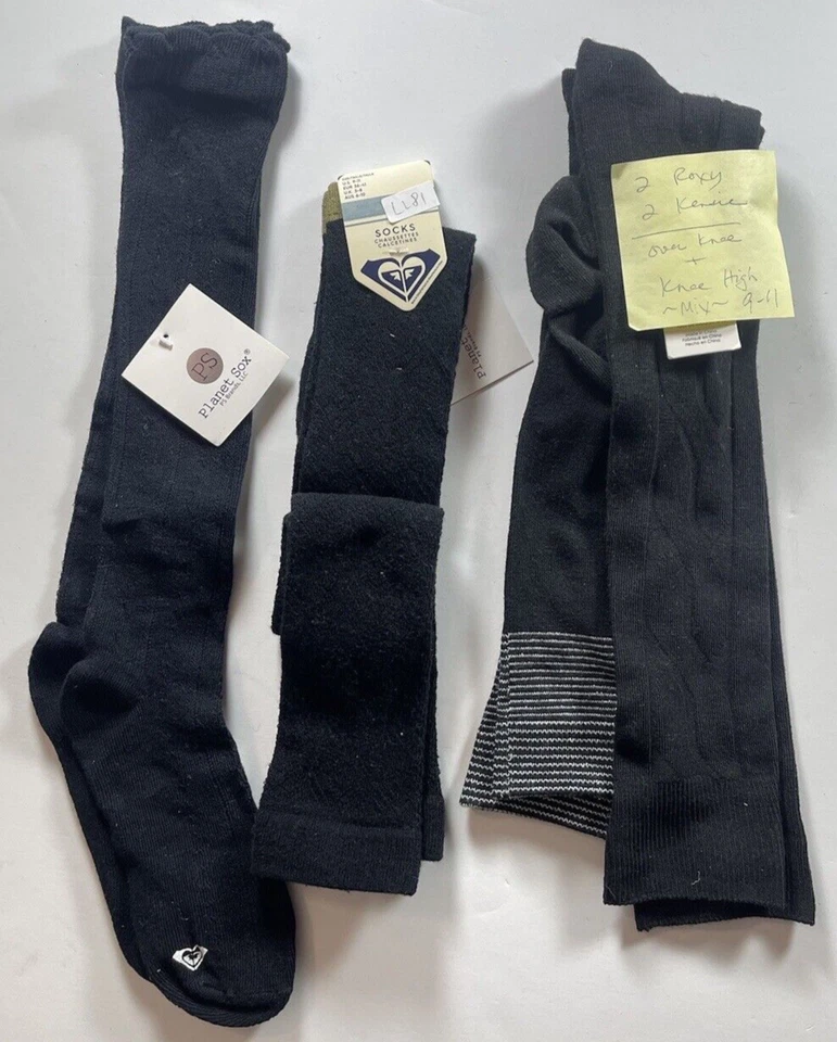 4 PAIRS ROXY/KENSIE 女孩及膝袜 9-11 LL81 码 — 第 1/1 张图片