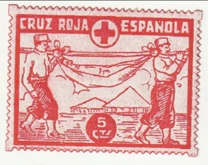 Spain - Red Cross, Two Soldiers 5c label c1930's(M) - Picture 1 of 1