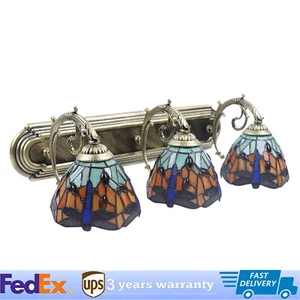 Wall Sconce Lamp Tiffany Vanity Light Fixtures 3-Light Stained Glass Lampshade - Picture 1 of 8