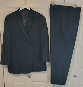 Joseph & Feiss Suit Black 54L Jacket 50x30 Pants 100% Wool Excellent Condition 