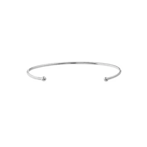 Adjustable Open Cuff Bangle with 3mm End Beads Bracelet Real 14K White Gold - Picture 1 of 2