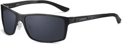 DUCO Polarized Sports Sunglasses Driver Glasses 9018 (Black Frame, Grey Lens)