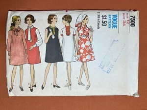 Vestido de Maternidad Vogue Patrón de Costura 7500 Una Pieza Talla 12 Busto 34 Corte Completo - Imagen 1 de 3