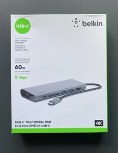 Belkin USB-C Multimedia Hub - USB-C, USB-A, HDMI, Ethernet 60W 5 GBPS (INC VAT) - Picture 1 of 2