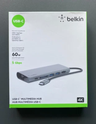 Belkin USB-C Multimedia Hub - USB-C, USB-A, HDMI, Ethernet 60W 5 GBPS (INC VAT) - Image 1 of 2