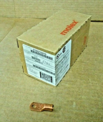 BOX OF 100 MOLEX 0192210419 COMPRESSION RING TERMINAL 2 AWG 1/4" STUD (6 AVAIL) - Image 1 of 4
