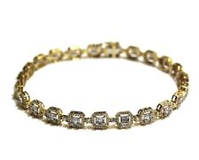 diamond mens tennis bracelet 11.3g 8.75" 10k yellow gold 4ct round baguette