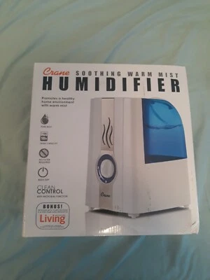 Crane USA Classic 1 Gal-Warm Mist Ultrasonic Tabletop Humidifier - White/Blue - Image 1 of 4