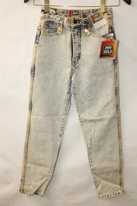 Jordache Gold Vintage 90's Deadstock NEW Womens 10 Acid Wash Denim Fashion Jeans - Picture 1 of 24