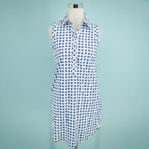 Vineyard Vines Size 2 Blue Box Check Collared Sleeveless Button Cotton Dress - Picture 1 of 7
