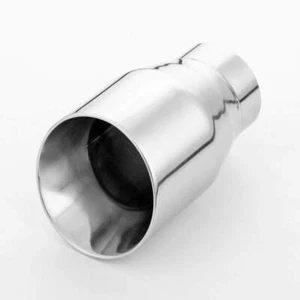 Stainless Exhaust Tailpipe Tip 3" Outlet 2" Inlet Double Wall Angle Cut 120MM L - Picture 1 of 6