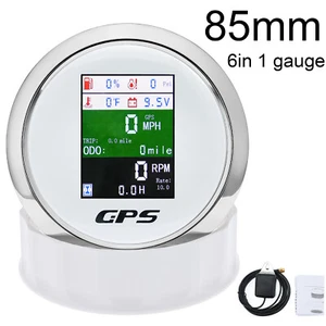 85mm 6 in 1 Gauge GPS Speedometer Tacho Water Temp Oil Pressure Fuel Voltmeter - Picture 1 of 12