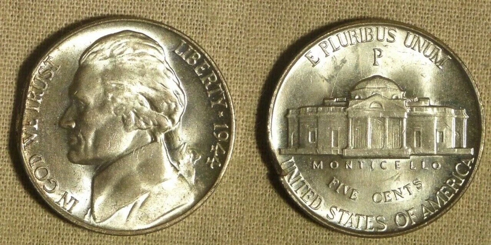 Error: Nickel, 1944P BU War Nick. Ragged End Clip Most Steps IREC640 - Image 1 of 1