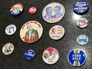 13 Vintage Gerald Ford Political Campaign Pins Buttons 1976 1980 - Picture 1 of 4