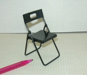 Miniature Black Metal Folding Chair for DOLLHOUSE Miniatures 1:12 Scale - Picture 1 of 3