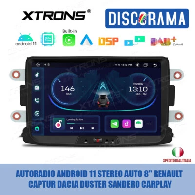 AUTORADIO ANDROID 11 STEREO AUTO 8" RENAULT CAPTUR DACIA DUSTER SANDERO CARPLAY - Immagine 1 di 4