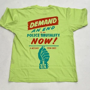 Obey Men's Organic T-Shirt End Police Brutality Celery Juice Size S NWT - Picture 1 of 3