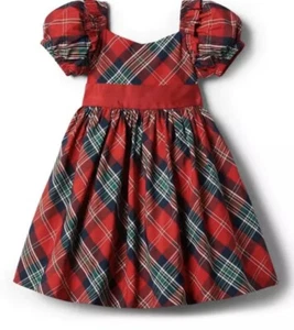 Janie and Jack plaid Bradbury Red Puff Sleeve Ruffle dress Size 4 Girls - Picture 1 of 14