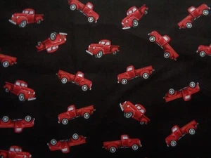 Handmade Cotton fitted crib sheet /Black with red pick up trucks - Picture 1 of 2
